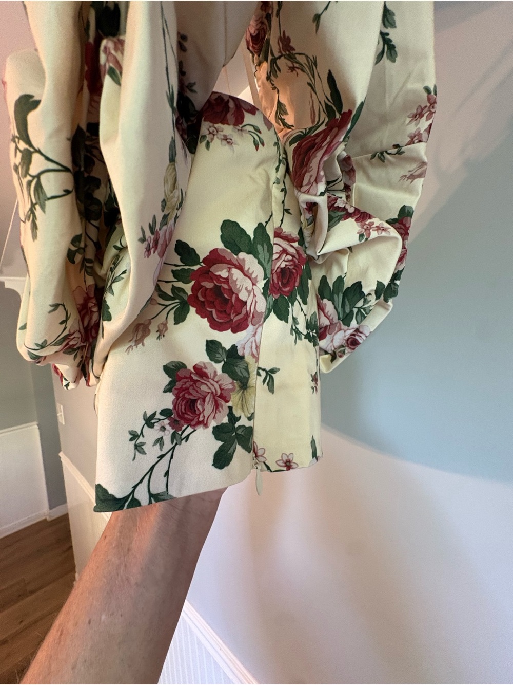 ANTONIO MELANI Cream Floral Maxi Dress with Pink Rose Print (2 piece set) - Picture 15 of 16